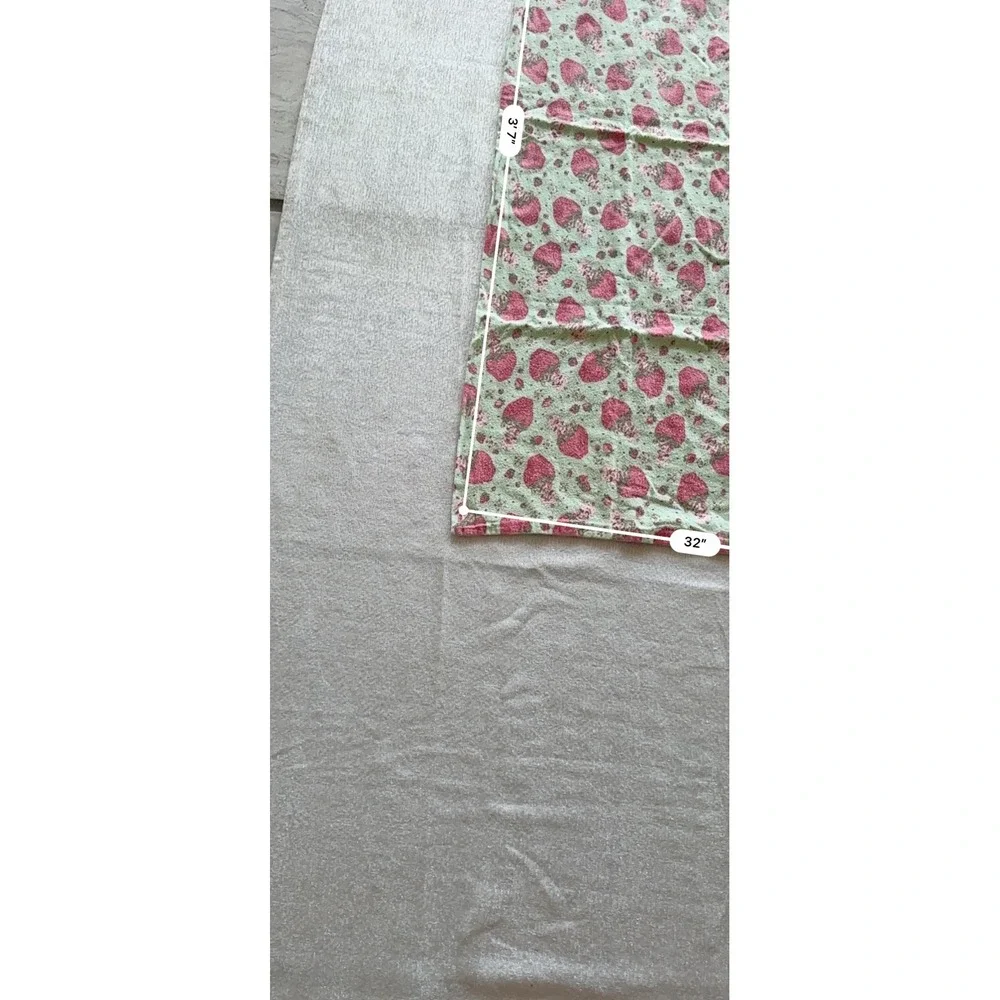 Vintage 2003 Strawberry Shortcake Green Flannel Blanket 43x32 Double Layer